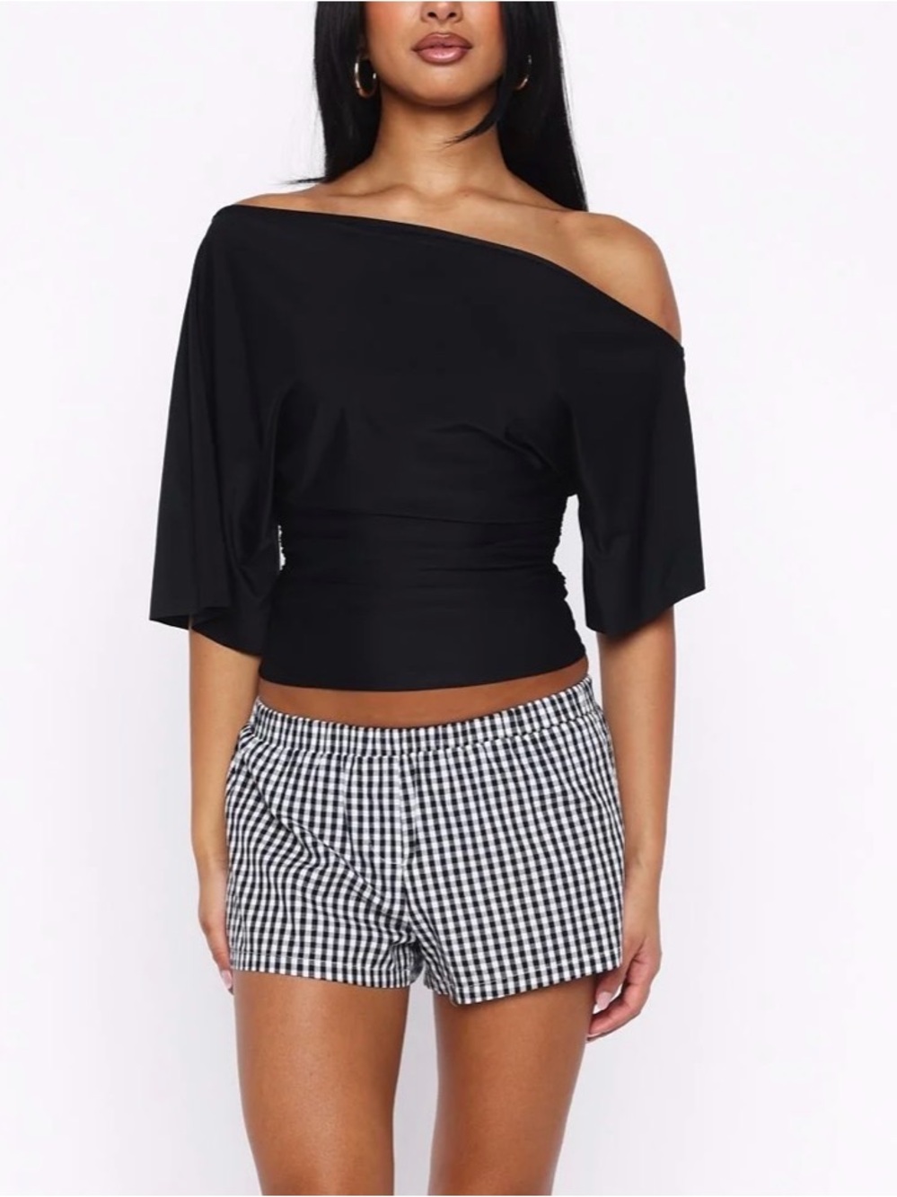 ✨White Fox Boutique Marrakech Moments Cinched Waist Top Black✨